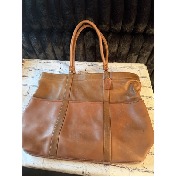 Coach Handbags - vintage Coach leather tote bag purse handbag Xlarge Brown 2 Tone